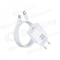 Telefono įkroviklis Remax RP-U71 30 W GaN USB-C su USB-C laidu 1 m baltas