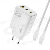 Telefono įkroviklis Dudao A28PC 45 W GaN 2x USB-C su USB-C laidu 1 m juodas
