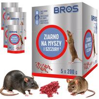 BROS grūdų masalas pelėms ir žiurkėms, 5 × 200 g, namams, garažui ir rūsiui