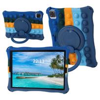 Dėl iPad A16 11-os kartos dėklas 2025 m. 360° besisukantis minkšto silikono dėklas iPad 10-os kartos 10,9'' 2025 m. Vaikams su stovu Burbulinis planšetės dangtelis iPad 10th 10.9 2022 blue