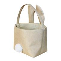 Storage Bag Food-Grade Easter Bunny Bucket with Soft Flocked Ears Pom-pom Tail Large Capacity Toy Candy Holder Kids Storage Container ruda