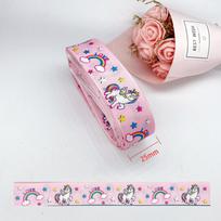 5 Meters Cartoon Printed Grosgrain Ribbon Child DIY Crafts Gifts Wrapping Christmas Birthday Decor Unicorn Print Sewing Fabric 5 Meters gray