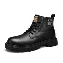 Martin boots men's 2025 new medium-top thick-soled leather tooling boots men's casual versatile non-slip men's winter boots Leather shoe size (one size larger than sneakers) juoda