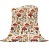 Grybų Hippie Antklodė Moliūgo Gotikinė Raganiška Flanelinė Mėtoma Antklodė Visam Sezonui Saulė Mėnulis Pūkuota Minkšta Lovos Sofos Biuro Antklodė 75x90cm beige