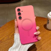 Magnetinis telefono dėklas, skirtas Samsung Galaxy A56 A55 A54 A35 A34 A26 S25 Edge S24 S23 Ultra S22 Plus A16 A15 A06, TPU minkštas dangtelis Galaxy S21 brown