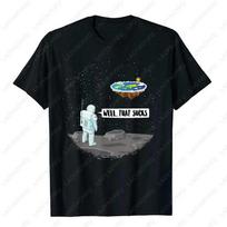 Funny Flat Earth Astronaut Well That Sucks T-Shirt Retro Male T Shirts Breathable Outdoors Wom M black