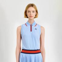 MARTINE GOLF Sleeveless Pleats One-Piece_S/Blue Blue/S beige
