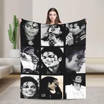 MJ Pop King Flannel Blanket J-Jacksons Singer Vintage Throw Blanket for Bed Sofa Couch 200x150cm Quilt 100cm*130cm