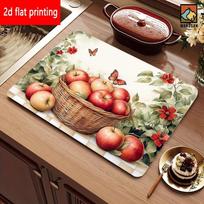 1Pcs Rubber Drying Mat With Apple Themed Absorbent Placemat For Coffee Shop Restaurant Kitchen Carpet Tableware Durable Diatom 30*40cm white