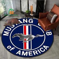 Mustang Ford Pattern Flannel Round Rug for Bedroom Non-slip Carpets for Living Room Kitchen Mats for Floor 5 Sizes 60cm-dia.