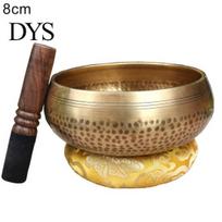 Nepal Tibet Buddha Music Therapy Relaxation Heal Singing Bowl Wood Stick Decor 8 cm beige