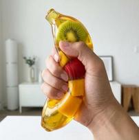 Jumbo Banana Squishy Stress Relief Toy Transparent Gel Squeeze Toy Fruit Filled Soft Sensory Fidget Toy For  Adults
