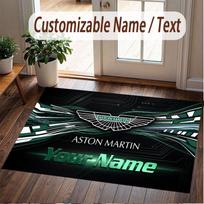Custom Rug Aston Martin Pattern Print Name Text Soft Non‑Slip Floor Carpet for Home Indoor Decoration 40cmx60cm gray