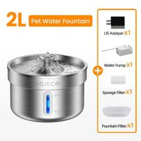 ROJECO Stainless Steel Pet Drinking Fountain Automatic Cat Water Fountain Smart Pet Water Dispenser for Dog Cat Drinking Supply 2L