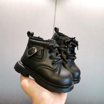 Winter Kids Fleece Lined Martin Boots Toddler Short Boots Non Slip Baby Shoes 15 juoda