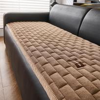 Luxurious Velvet Divan Stuffer Anti Slip Single-Color Pin-Striped Lattice Dense Milk Fabric Non Stick Plush Fabric Couch Protector Straightforward 70x150cm 1pc gray