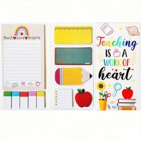 Teacher Sticky Notes Set - Teaching Supplies Shaped Sticky Note Pads Teacher To Do List Notepad Writing Memo Pads For Teacher Appreciation yellow