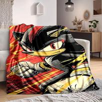 1 vnt. Sonic the Hedgehog minkštas, odai draugiškas flanelės pledas su skaitmenine spauda, įvairių dydžių, tinkamas šeimai, draugams, gimtadieniui 80x120cm black