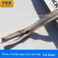 YKK No.3 Invisible Zipper with Water Drop Puller for Wedding Dresses, Evening Gowns, and Thick Skirts - Genuine Product gray