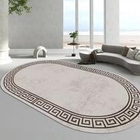 Ovalus prabangus svetainės kilimas Skalbiamas minkštas kilimas miegamajam Didelio sofos stalo namų dekoravimas Paprasti grindų kilimėliai 60x90cm gray