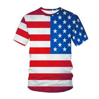 Amerikos vėliavos emblema 3D spausdinta marškinėliai su Amerikos dvasios totemo raštu Vyriški trumparankoviai viršutiniai drabužiai Marškinėliai Retro mada Vasariniai O-kaklo drabužiai M blue