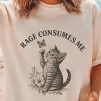 Rage Consumes Me Cat T-Shirt and kids tshirt – Vintage Animal Graphic Tee – Dark Humor Shirt and kids tshirt USA XL gray