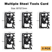 18-in-1 EDC Tool Card, Strong Steel Multi-Function Bottle/Can Opener, Screwdriver, Wrench & Card Folding EDC Tools Card black