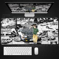 Žaidimų pelės kilimėlis Anime Initial D Neslystantis pelės kilimėlis Dideli klaviatūros kilimėliai Biuro stalo kilimėlis Juodas ir baltas guminis pelės kilimėlis Kilimas 30cmx60cm gray