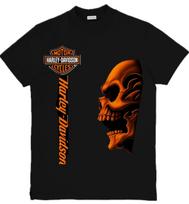 Harley-Davidson įkvėptas grafinis unisex marškinėlis su erelio ir kaukolės grafika S-3XL S black