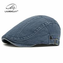 Washed cotton beret men and women British retro forward hat versatile painter hat personalized stitching cap tide Adjustable gray