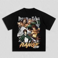 Attack on Titan HANGE ZOE Anime Printing T-shirt Men's Clothing Women's 2026 Summer New High Quality Cotton T Shirt 2XL black