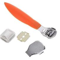 Red Square CORN CUTTER Callus remover for feet, Corn Shaver, Hard Skin Remover Handle 5 Blades red