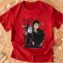 Michael Jackson  Bad  Cartoon Print Short-Sleeve Top   Kids Polyester T Shirts Stylish Casual Crew-Neck T-Shirt for Boys Girls Tee 140 black