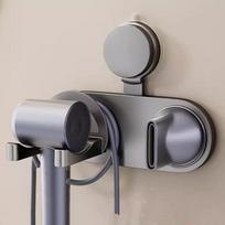 No Punching Suction Cup Hair Dryer Holder Space Saving Hair Dryer Rack Blow Dryer Hanger  Hotel Beige Style A gray