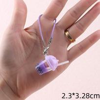 Cute Bubble Tea Handbag Charm Resin Mini Size Milk Tea Pendant Simulation Model Colorful Car Key Chain For Kids Gifts brown