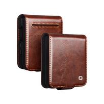 For Samsung Galaxy Z Flip8 Flip 8 Natural Genuine Leather Case Business Luxury Cowhide with Card Slots Wallet Cover for Flip8 Galaxy Z Flip8