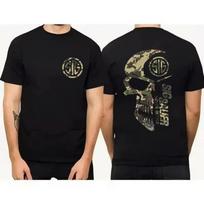 SIG Sauer Camo Skull T-Shirt, Tactical Military Style, Gift for Gun Fan 120 beige