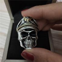 Vintage Punk Skull Ring Men Fashion Opening Adjustable Rings AVE Resizable brown