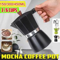 Coffee Maker Moka Pot Aluminum Mocha Espresso Percolator Pot 3cup/6cup Stovetop Coffee Maker Coffee Maker Type 1 black