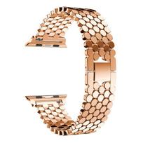 Nerūdijančio plieno dirželis Apple watch juostai 45mm 44mm 40mm 49mm 41mm Žuvies žvynų metalinės grandinės apyrankė iWatch Series 9 8 se ultra 2 42mm 44mm 45mm 49mm auksas