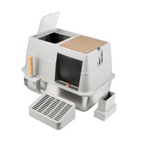 Fully Enclosed Large Stainless Steel Cat Litter Box with Front Entry & Top Exit, Anti-Splash Design. 60x40x40.5cm white