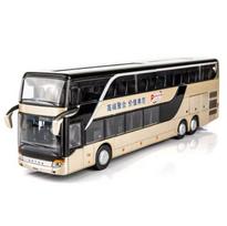 Vaikų žaislas Prabangus autobusas Dviaukštis autobusas Vaikų žaislo modelis Imitacinis autobusas Lydinio autobusas Garsas ir šviesa Atgalinė eiga Žaislinis automobilis Dovana With Color Box auksinė