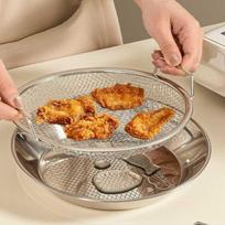 Stainless Steel Deep Fryer Rack and Tray with Drain Tray, Resistant to Frying, Sautéing and Washing Vegetables 18CM sidabras