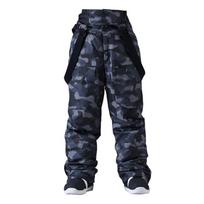Men Women Snowboarding Pants Suspenders Ski Pants Windproof Waterproof Warm Couple Snow Trousers Waist Protection L black
