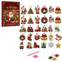 Creative Christmas Gift for Teachers Ornament Advent Calendar, Faux Diamond Art DIY Kit, Interactive Holiday Children Sparkling Hanging Ornaments Tree beige