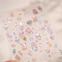 Cartoon Nail Stickers for Beginners Self Adhesive Sheep Dessert Bow Star Patterns Easy Peel Manicure Decals Home DIY Use one size beige