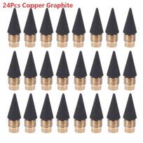 12/24Pcs Replaceable Everlasting Pencil Nib No Ink Hb Pencil Writing Accessories For Student Drawing Writing Stationery Supply A7 beige