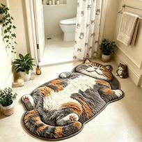 Adorable Fun Cat-Shaped Area Rug Home Decor Carpet For Living Rooms Cartoon Bedrooms Bedsie Floor Mat Soft Plush size2 white