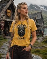 Starkr Viking Warrior Shirt | Norse Strength Graphic Tee | Nordic Helmet Design | Scandinavian Mythology Apparel 130 orange