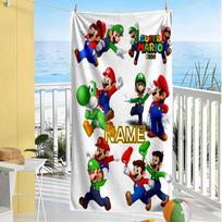 Super Mario Bros Characters Customized Name Beach Towel Super Soft Microfiber Quickdry Fabric 70cmx140cm(27x55inch) gray